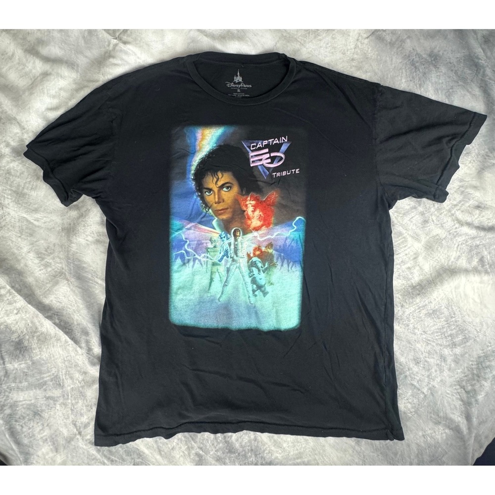 Disney Parks Michael Jackson Captain EO Tribute Shirt Mens XL Black King of Pop